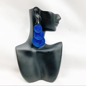 Handmade Blue Jute Earrings